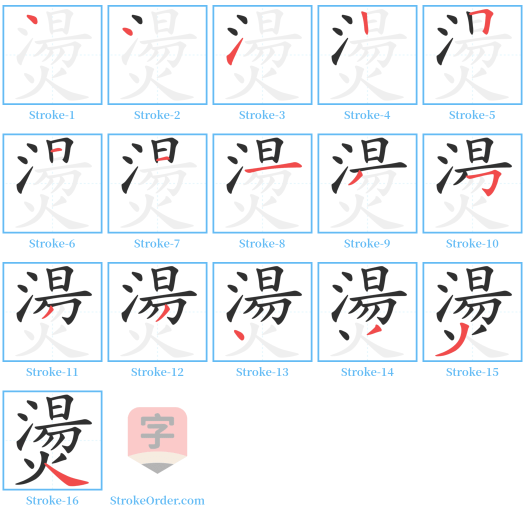 燙 Stroke Order Diagrams