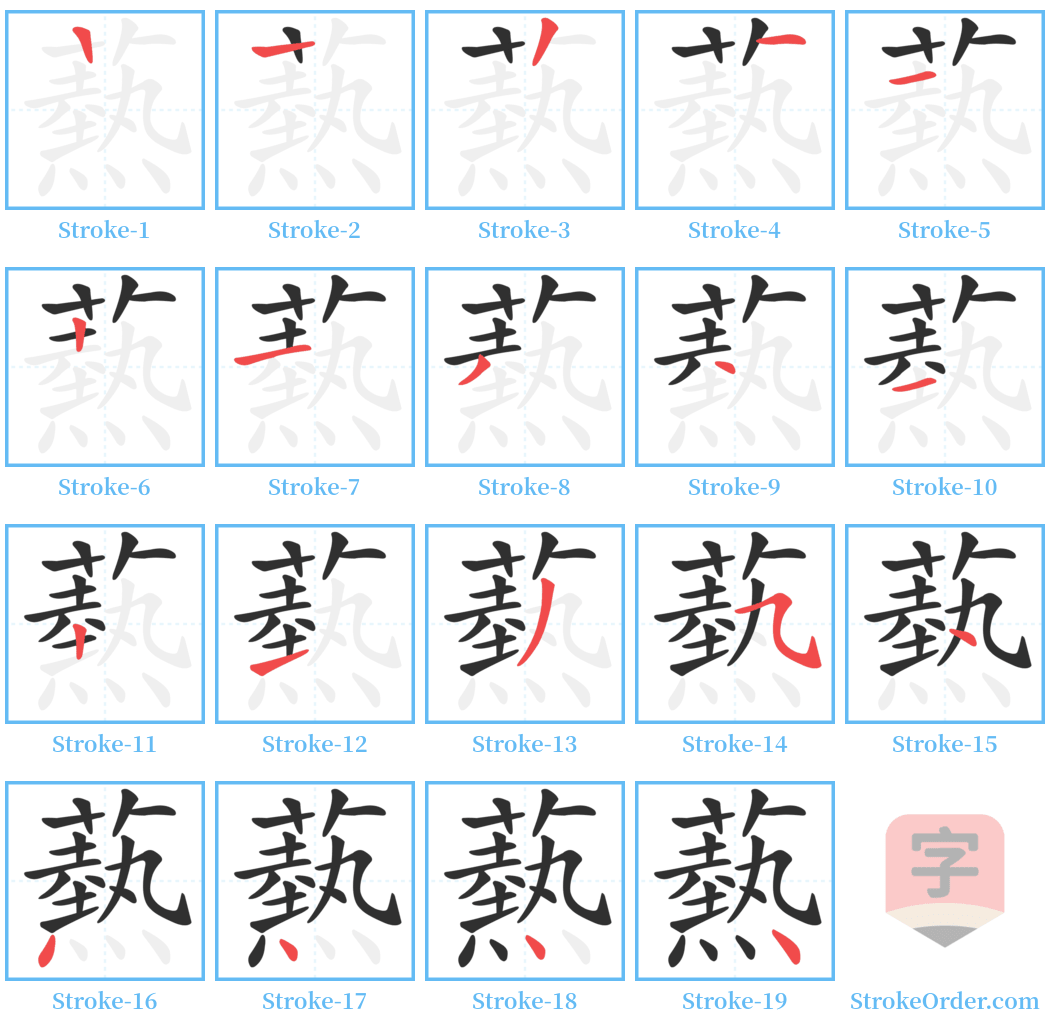 爇 Stroke Order Diagrams