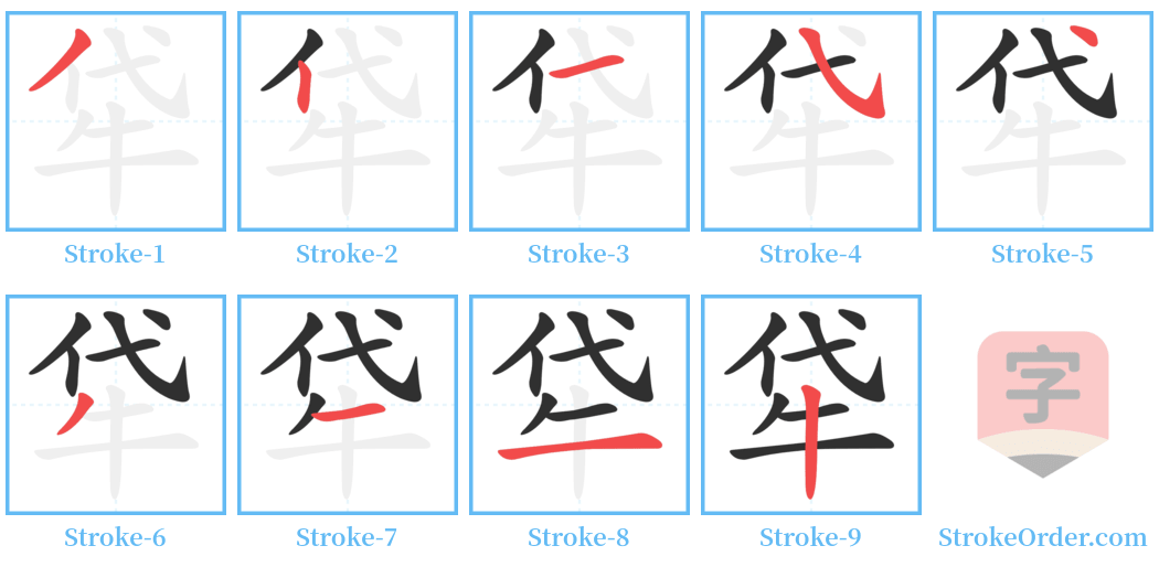 牮 Stroke Order Diagrams