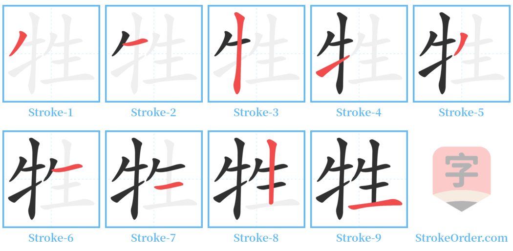 牲 Stroke Order Diagrams