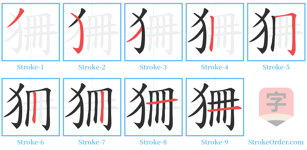 狦 Stroke Order Diagrams