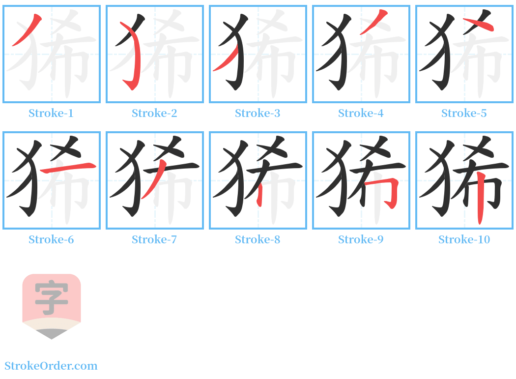 狶 Stroke Order Diagrams