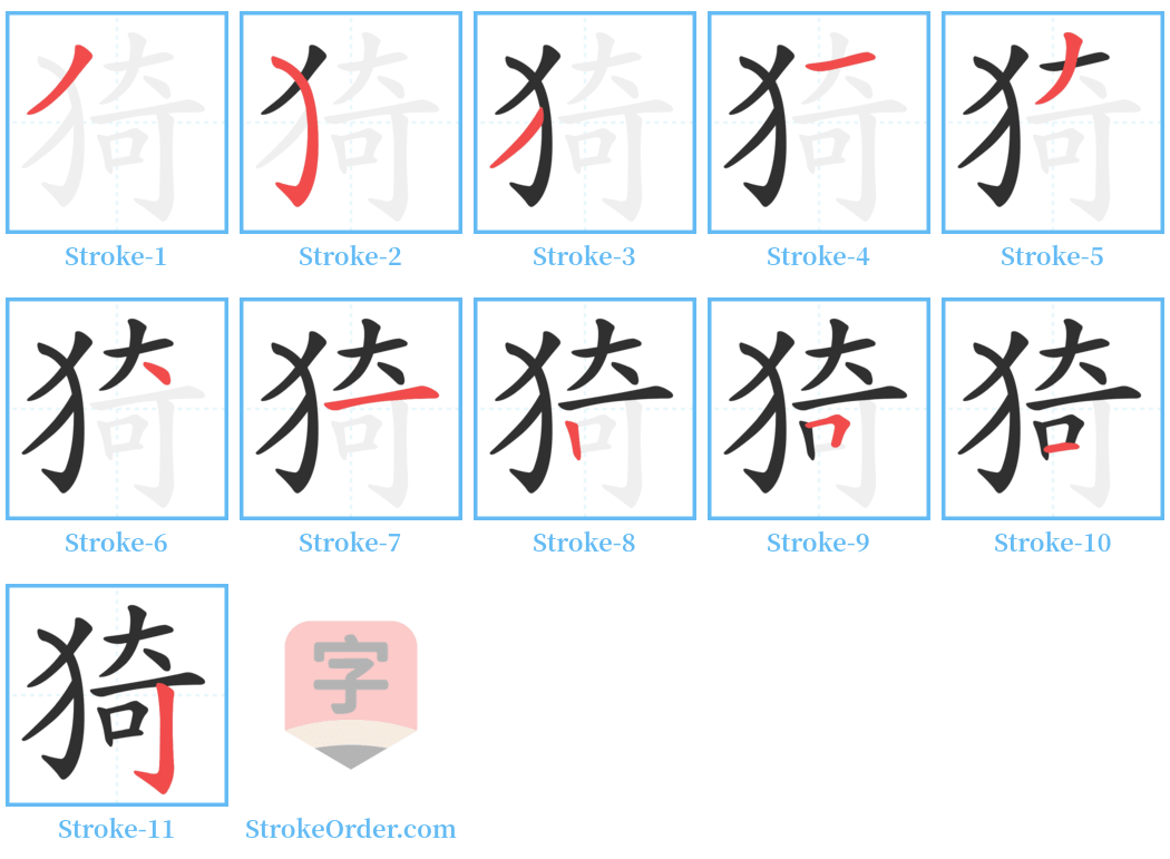 猗 Stroke Order Diagrams
