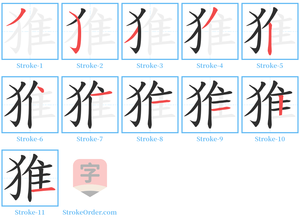 猚 Stroke Order Diagrams