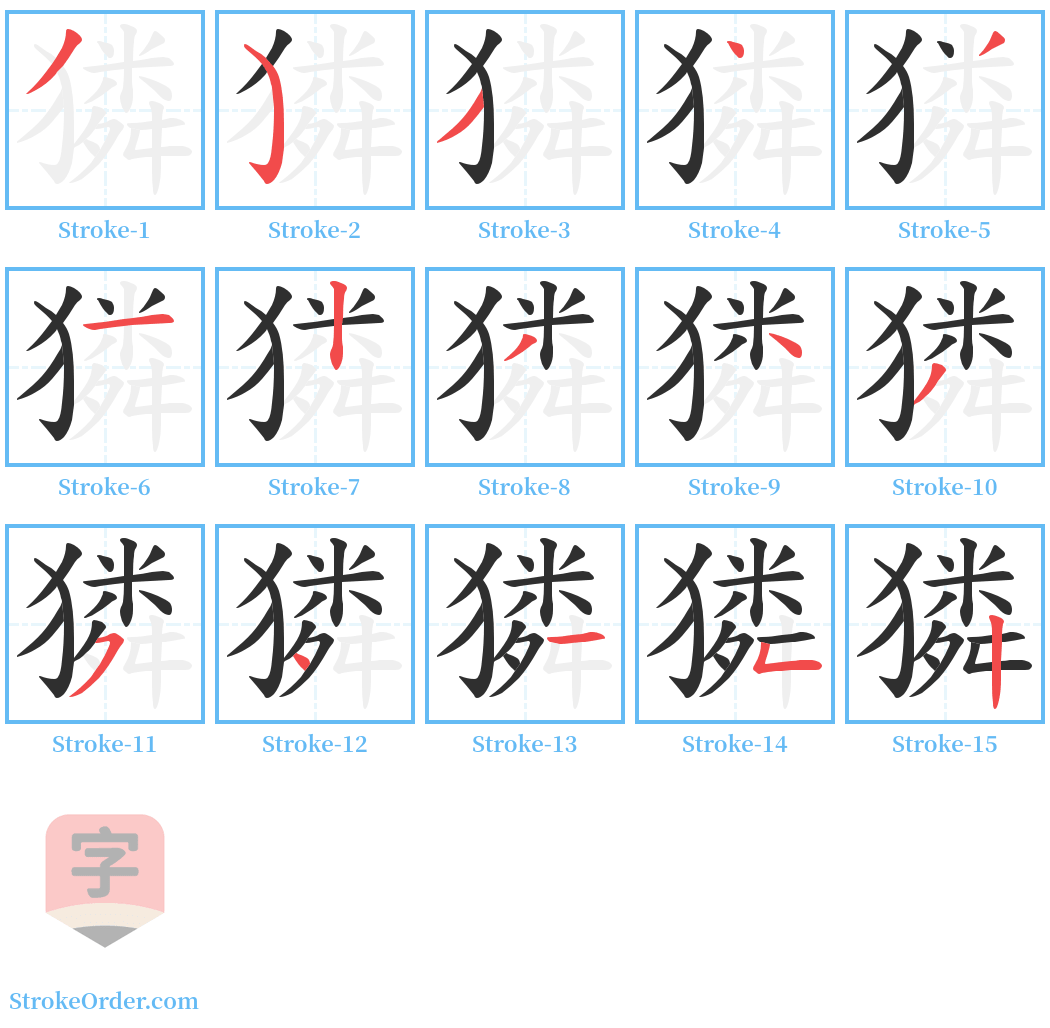 獜 Stroke Order Diagrams