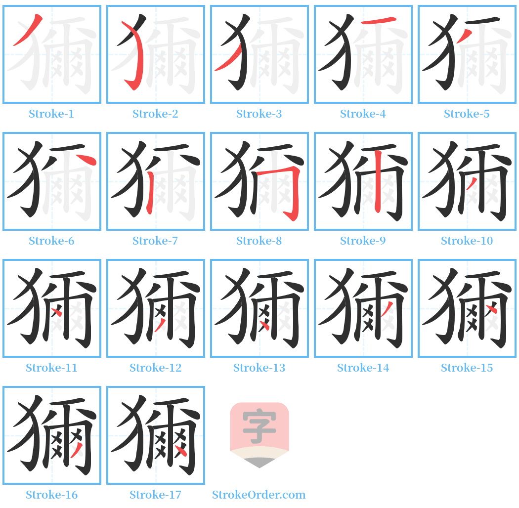 獮 Stroke Order Diagrams