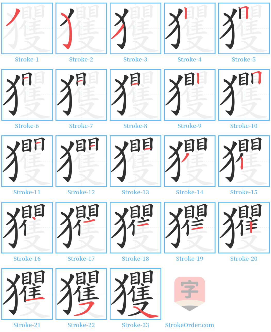 玃 Stroke Order Diagrams