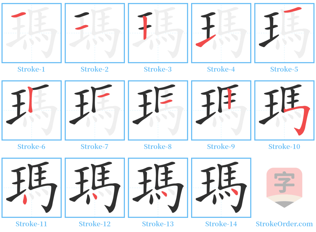 瑪 Stroke Order Diagrams