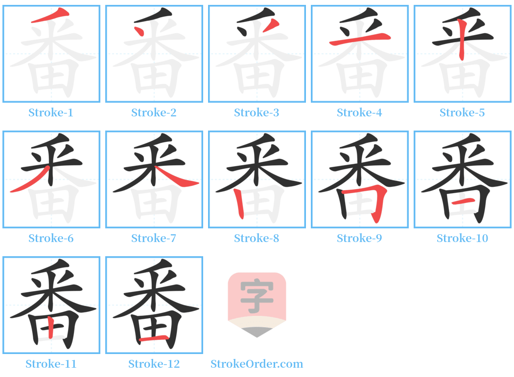 番 Stroke Order Diagrams