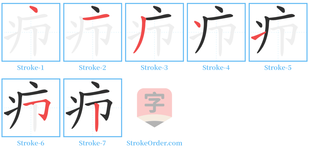 疖 Stroke Order Diagrams