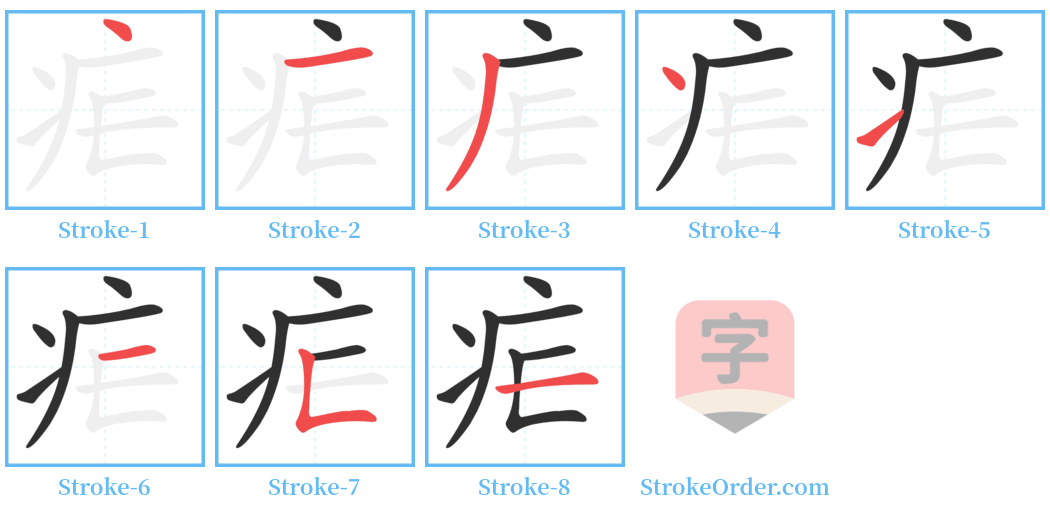 疟 Stroke Order Diagrams