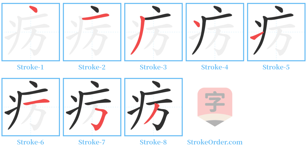 疠 Stroke Order Diagrams