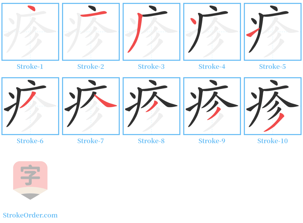 疹 Stroke Order Diagrams