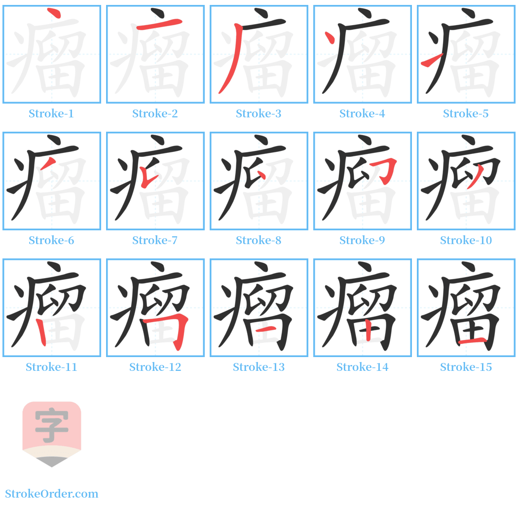 瘤 Stroke Order Diagrams