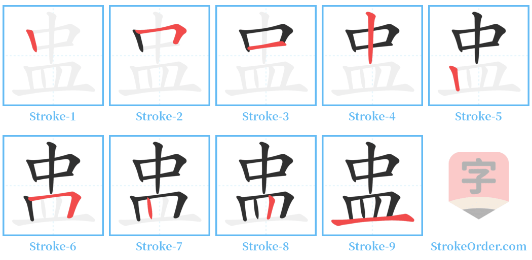 盅 Stroke Order Diagrams