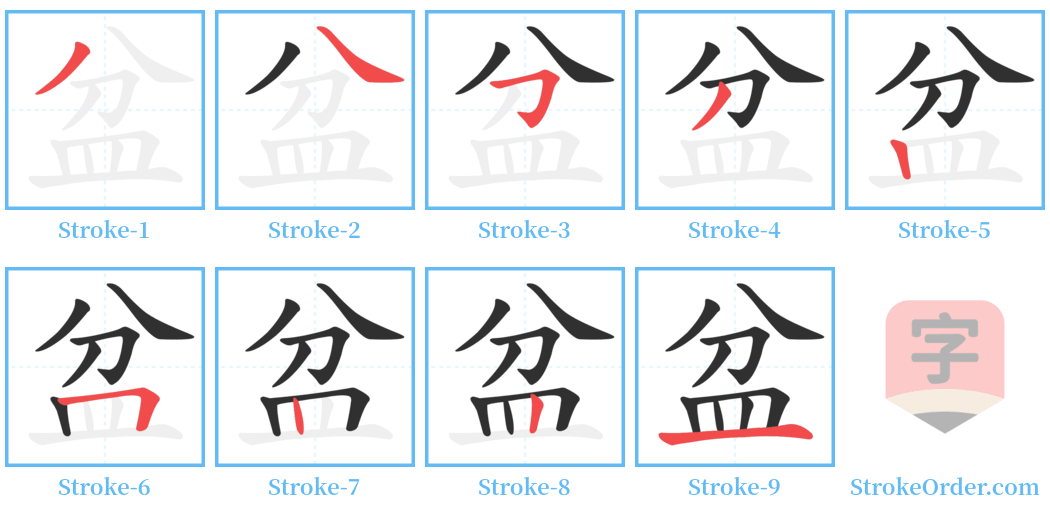 盆 Stroke Order Diagrams