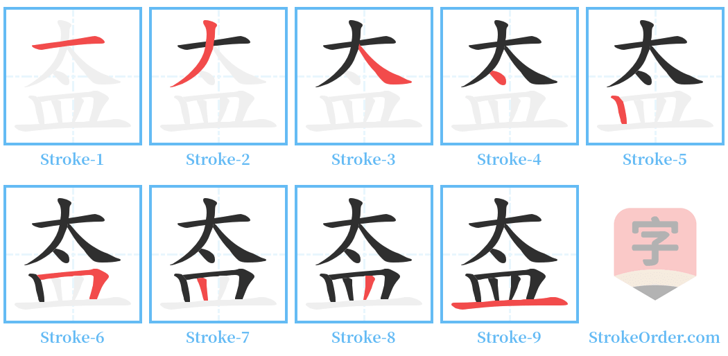 盇 Stroke Order Diagrams