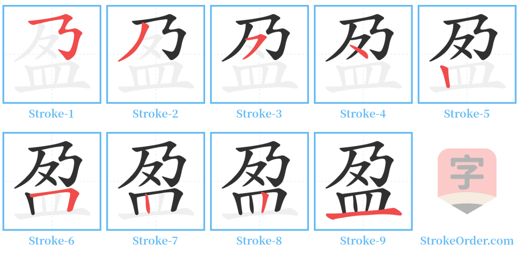 盈 Stroke Order Diagrams