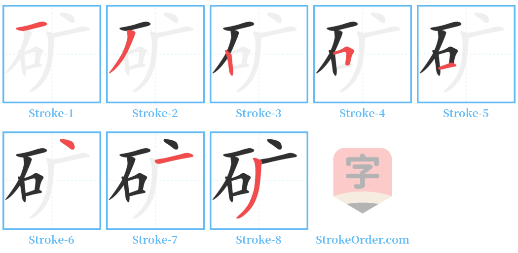 矿 Stroke Order Diagrams