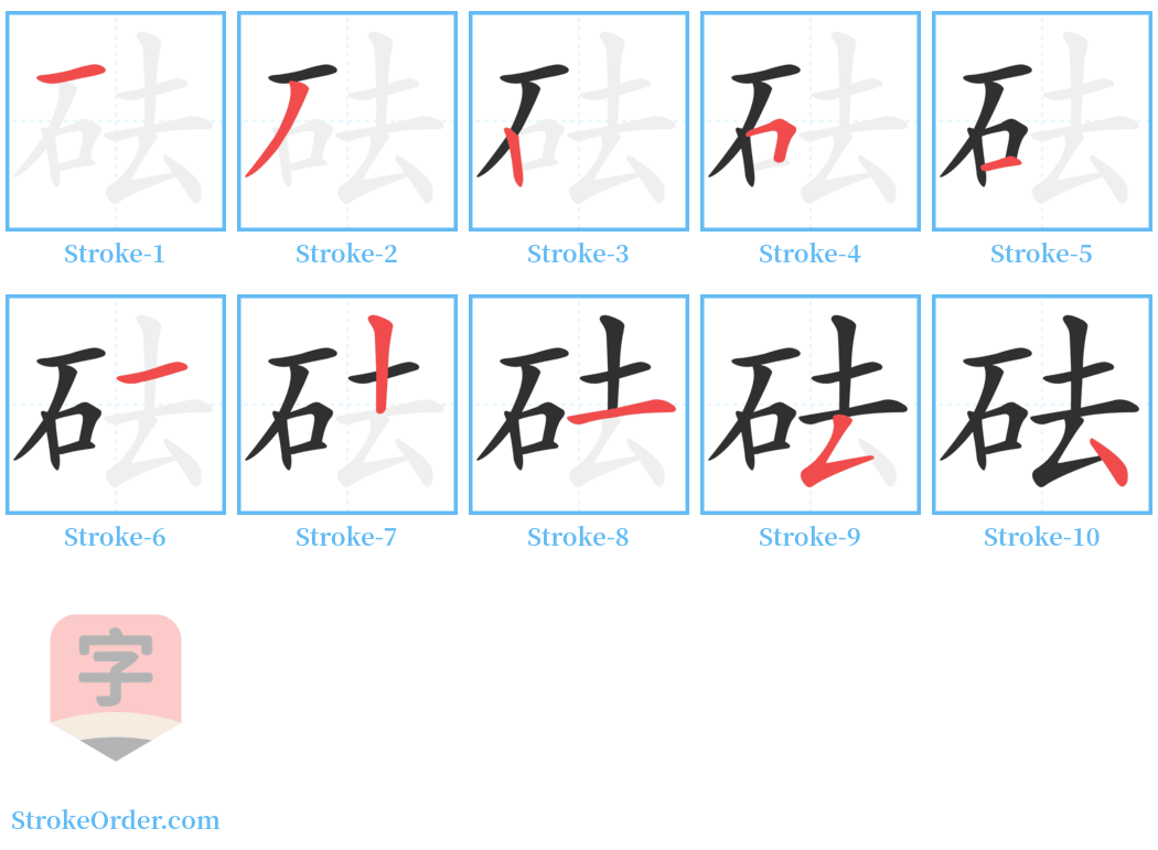 砝 Stroke Order Diagrams