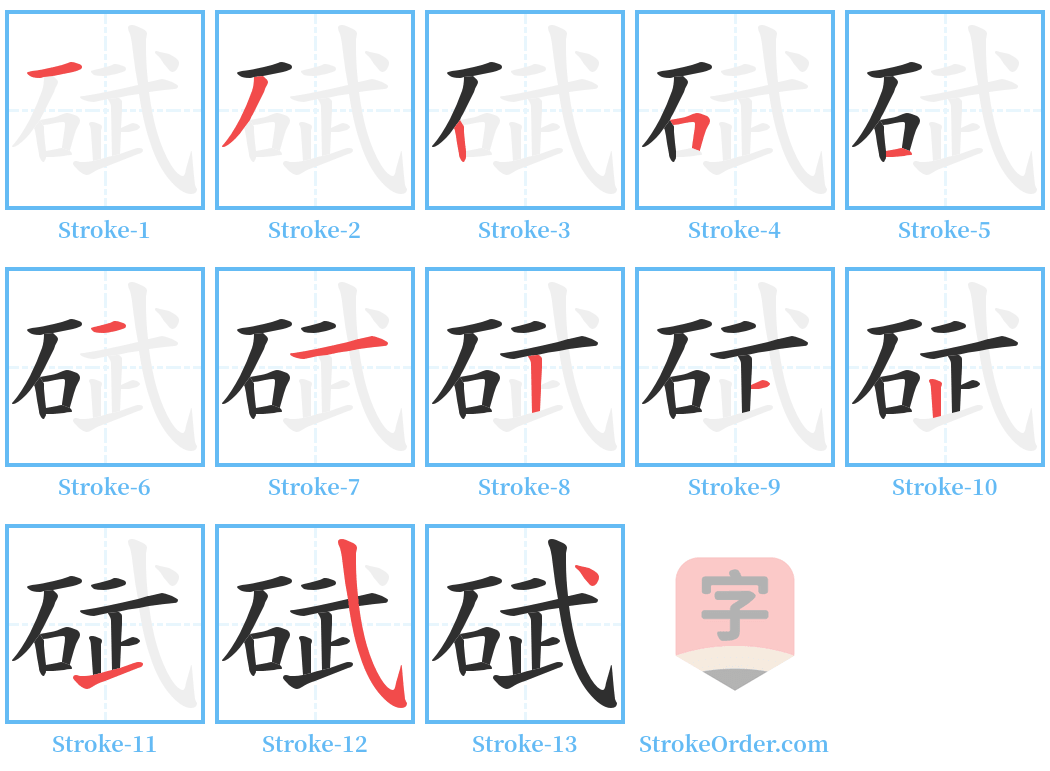 碔 Stroke Order Diagrams