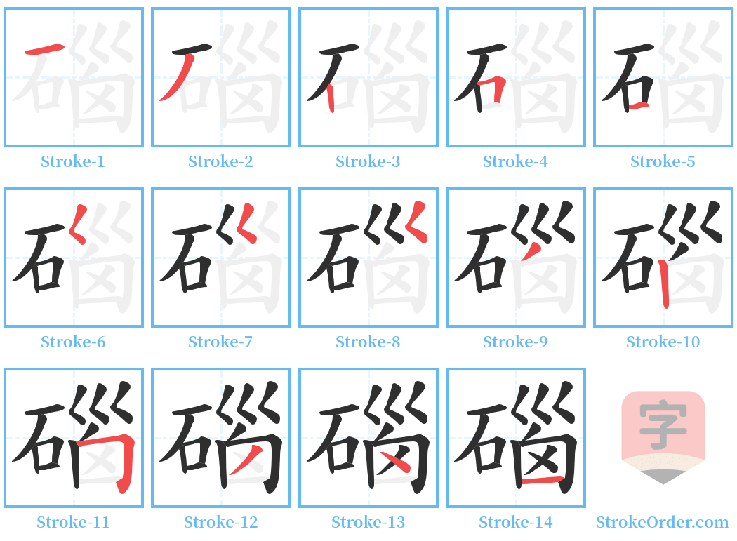 碯 Stroke Order Diagrams