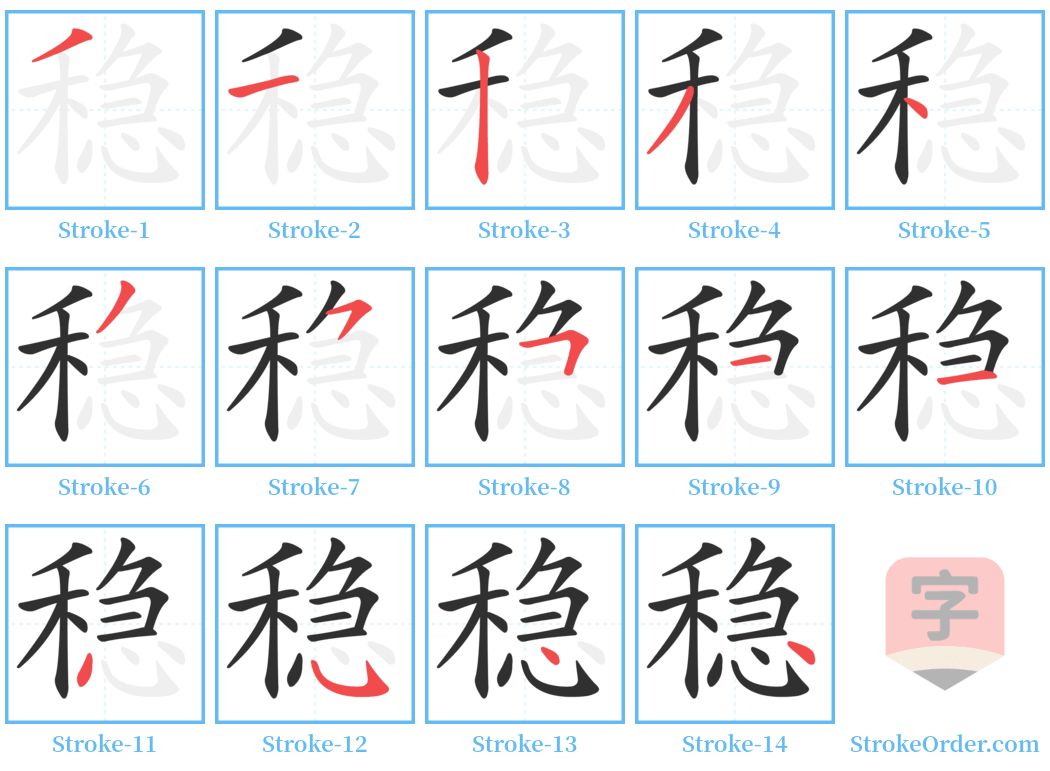 稳 Stroke Order Diagrams