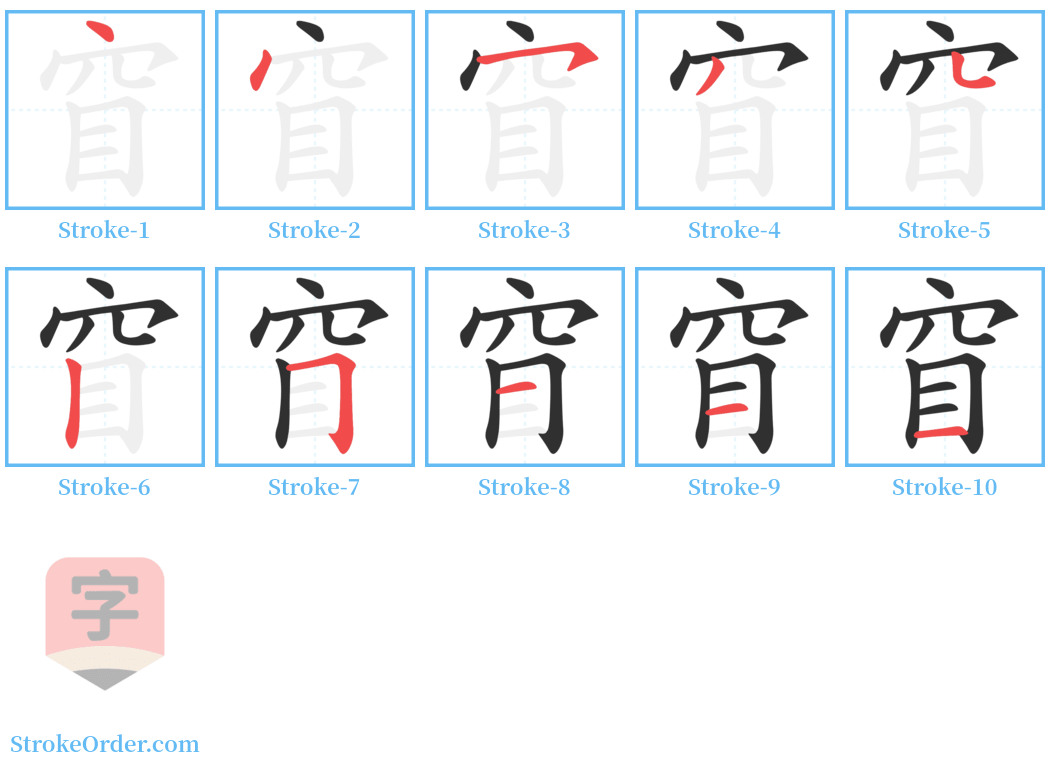 窅 Stroke Order Diagrams