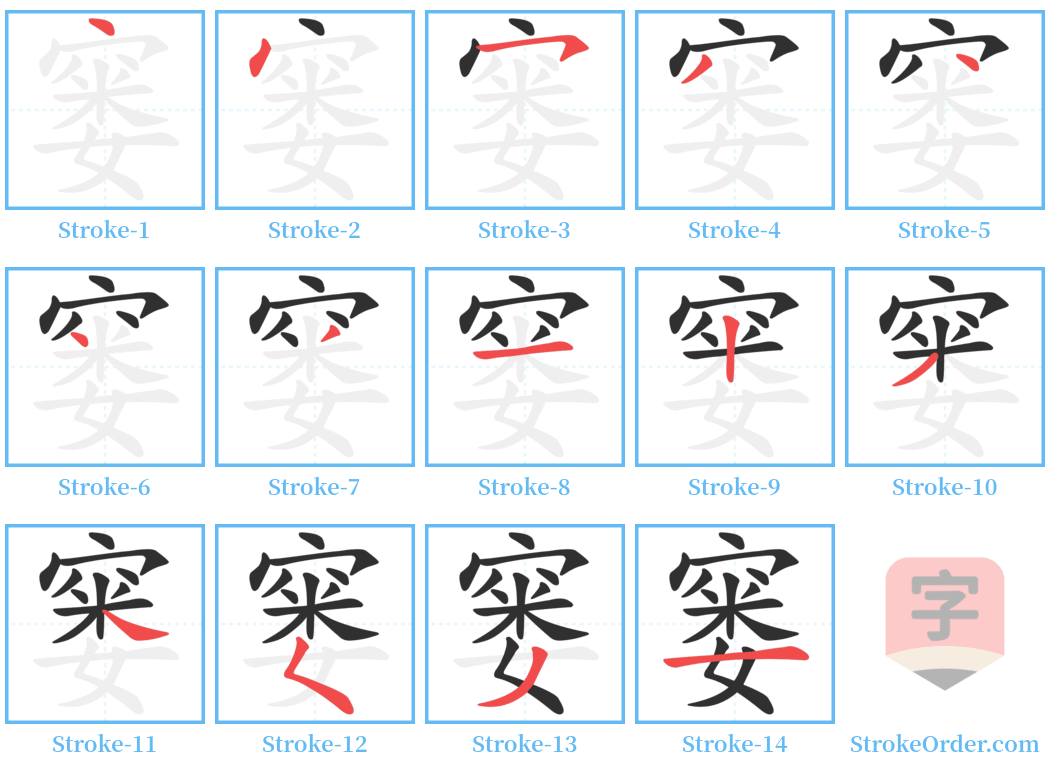 窭 Stroke Order Diagrams