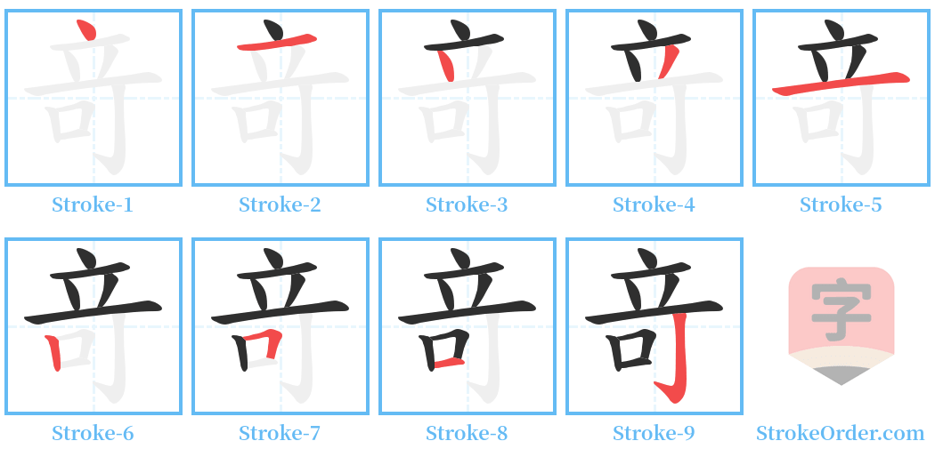 竒 Stroke Order Diagrams