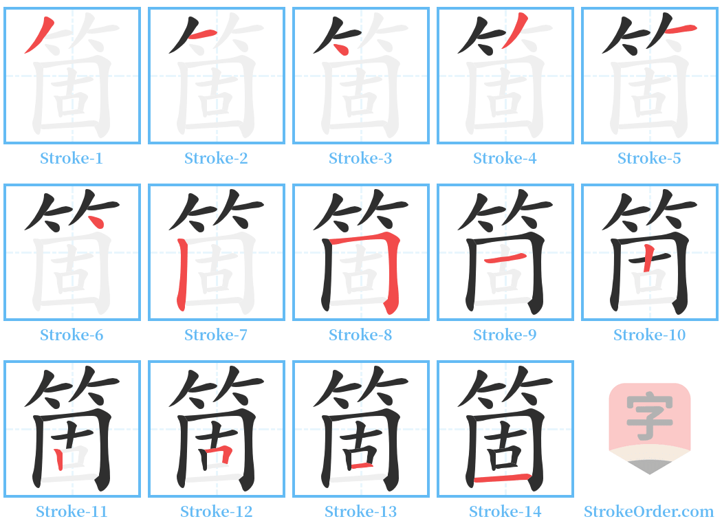 箇 Stroke Order Diagrams