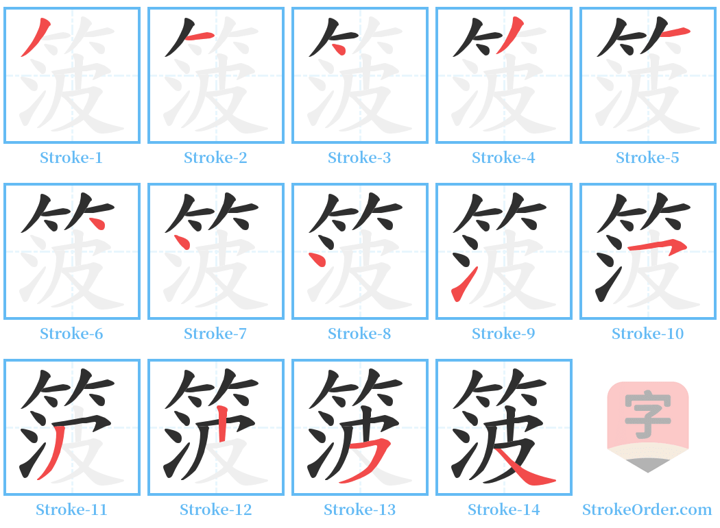 箥 Stroke Order Diagrams