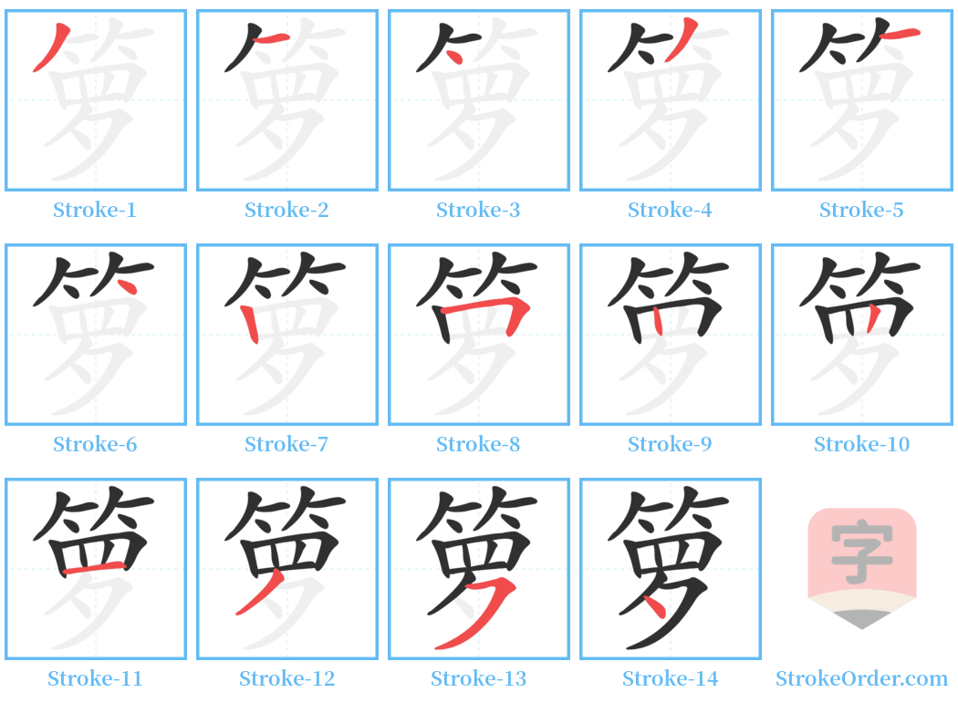 箩 Stroke Order Diagrams