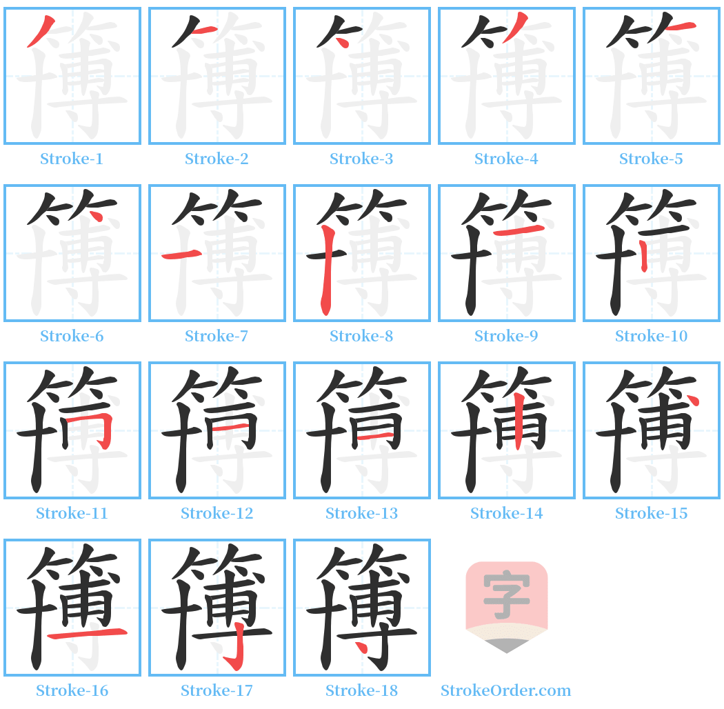 簙 Stroke Order Diagrams