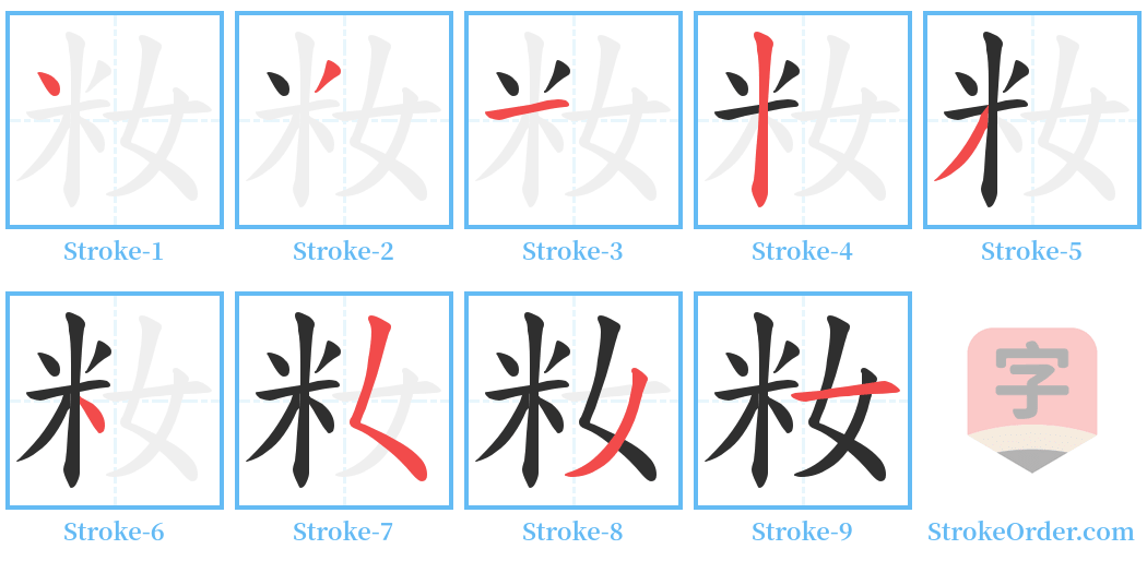 籹 Stroke Order Diagrams