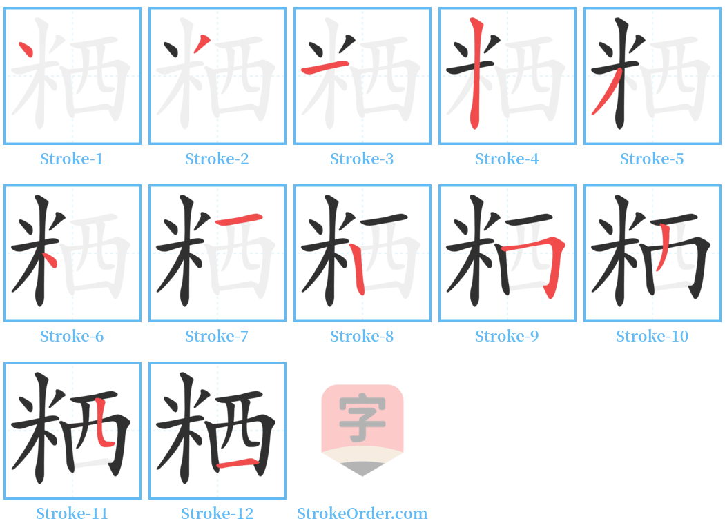 粞 Stroke Order Diagrams