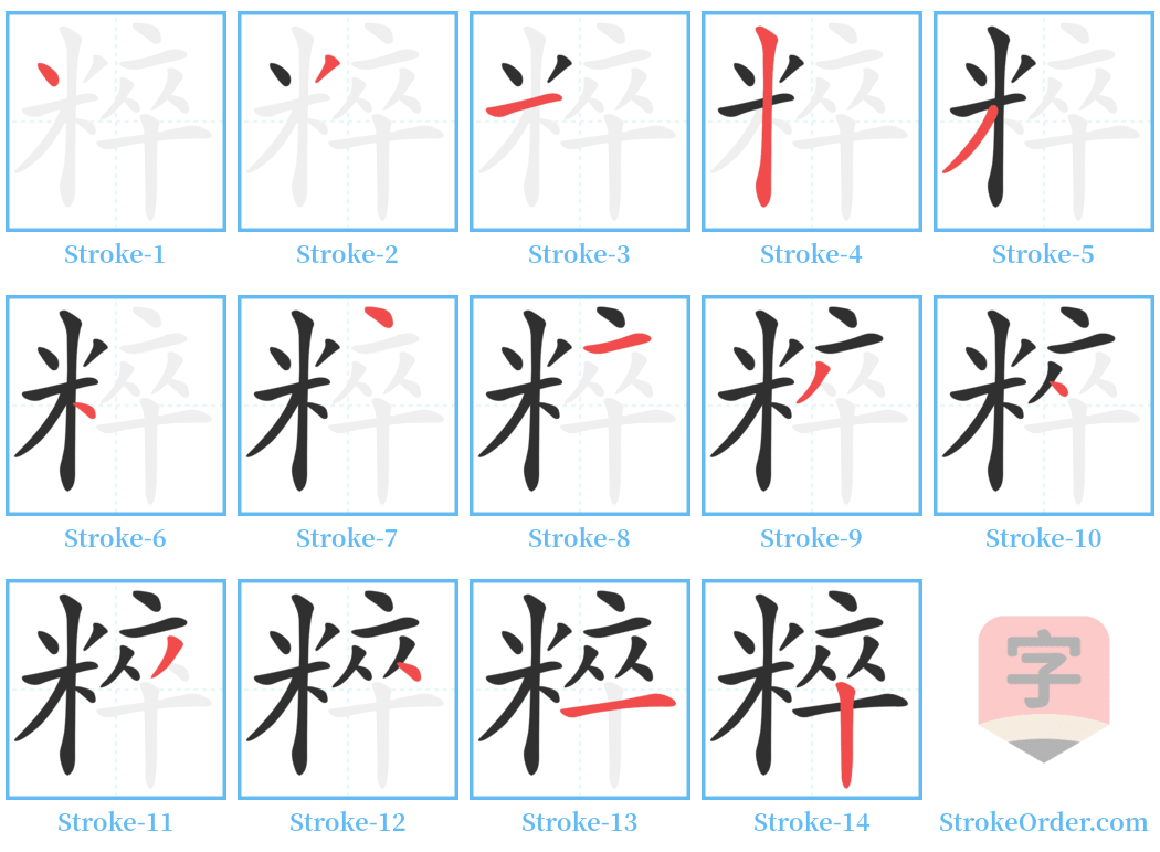 粹 Stroke Order Diagrams