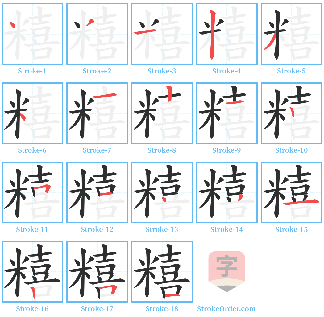 糦 Stroke Order Diagrams