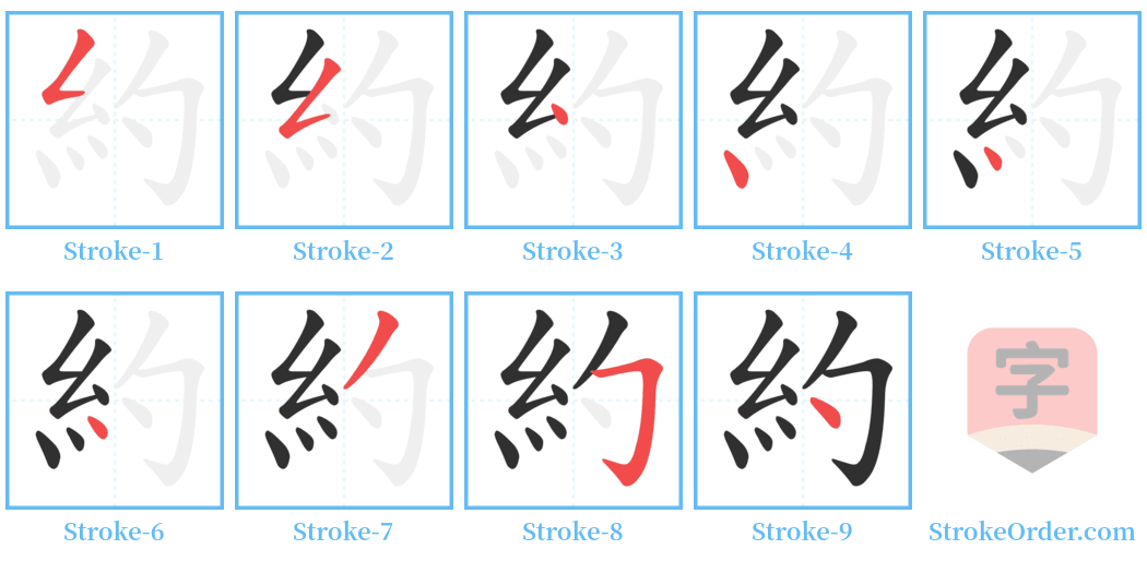 約 Stroke Order Diagrams