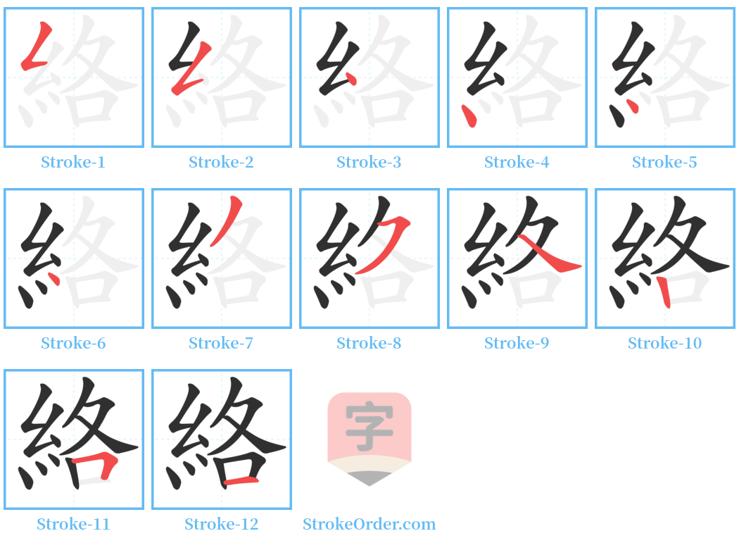 絡 Stroke Order Diagrams