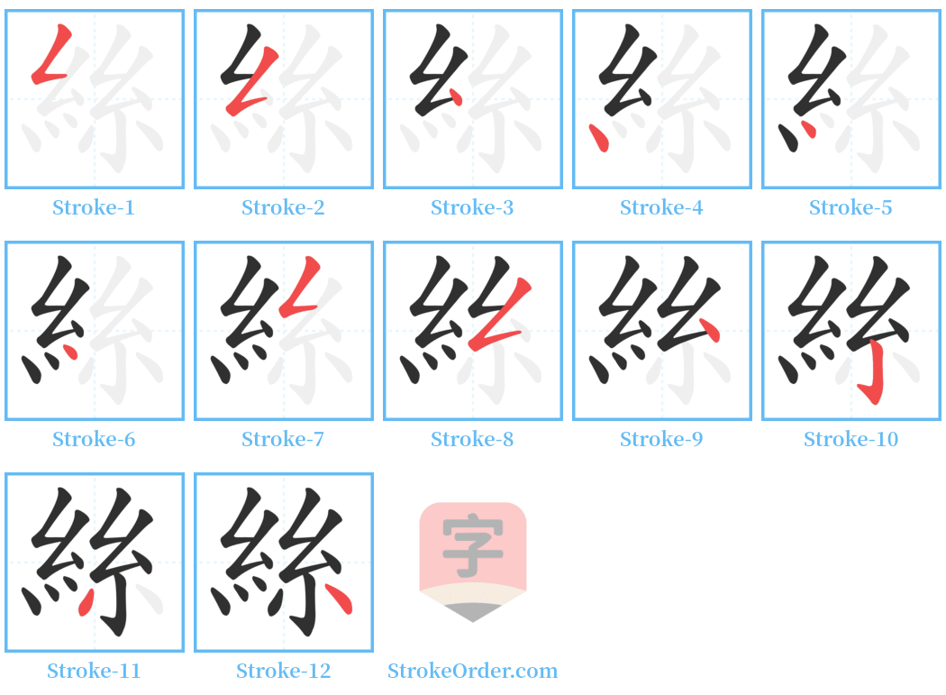 絲 Stroke Order Diagrams