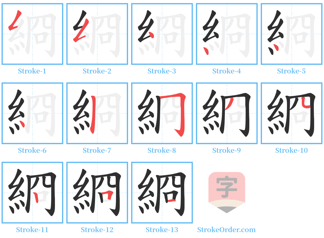 綗 Stroke Order Diagrams