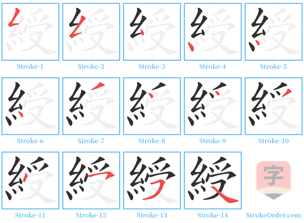 綬 Stroke Order Diagrams