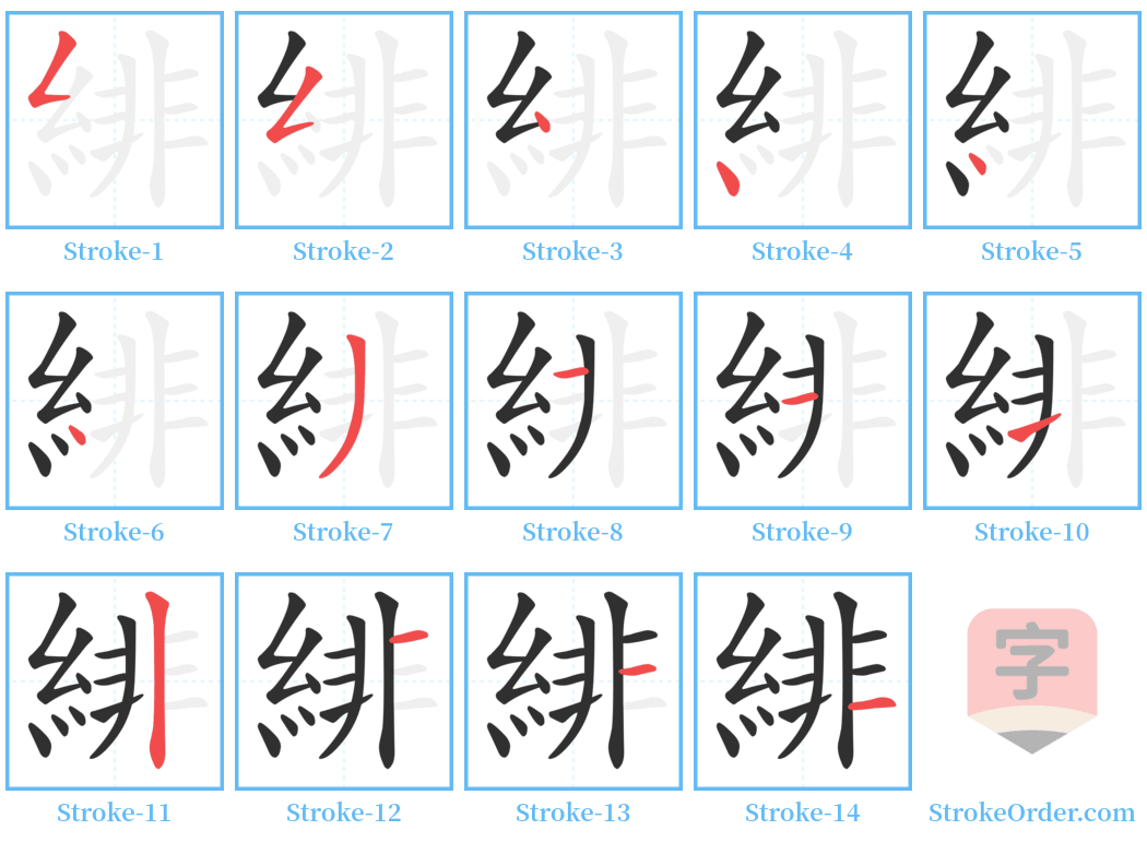 緋 Stroke Order Diagrams