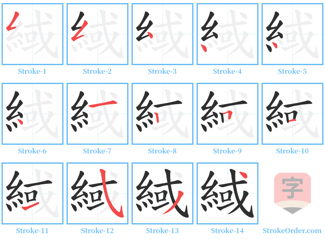 緎 Stroke Order Diagrams