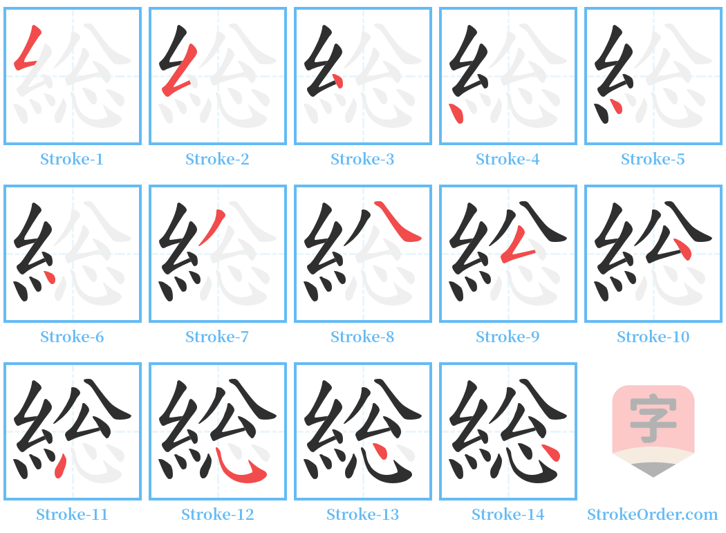 総 Stroke Order Diagrams