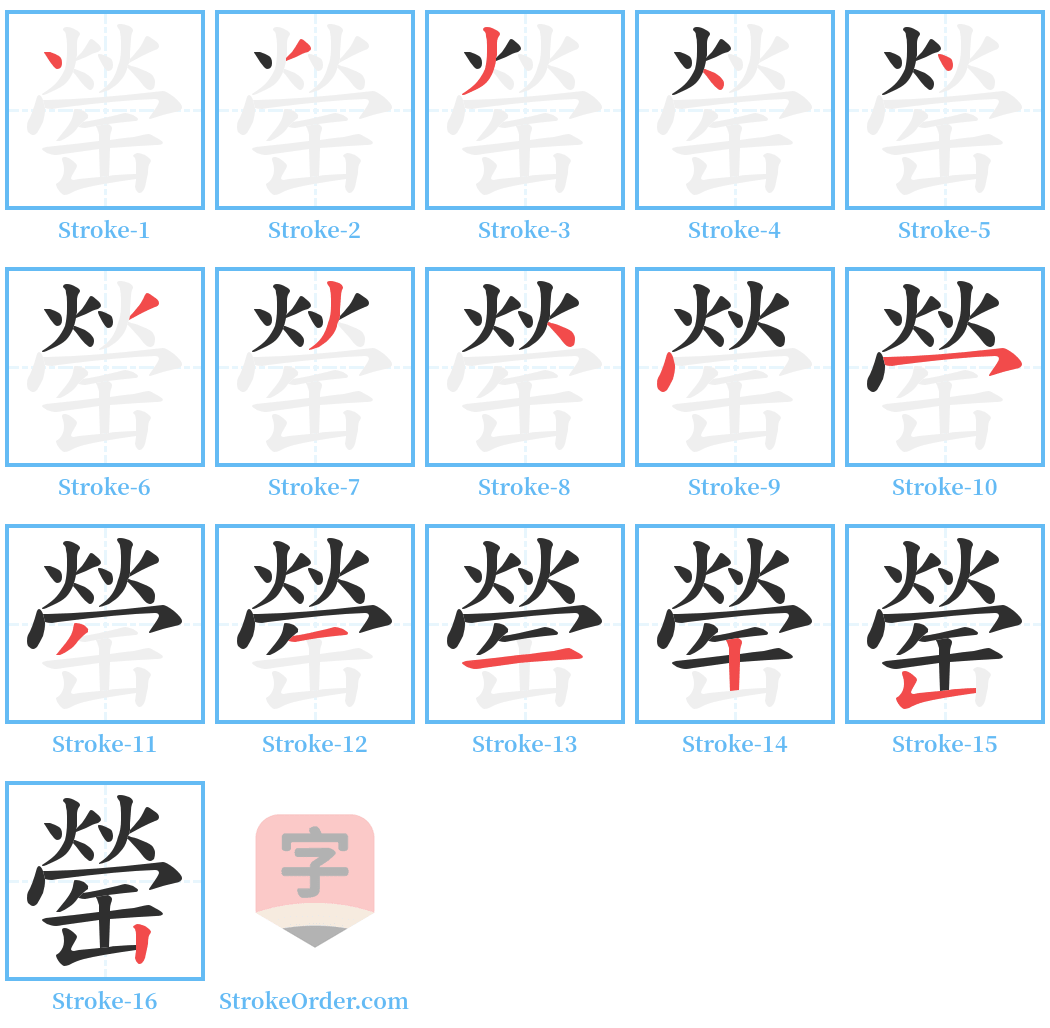 罃 Stroke Order Diagrams