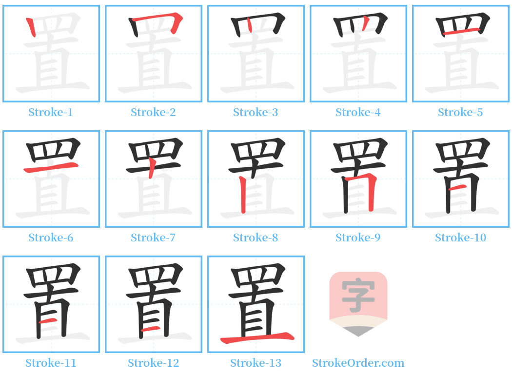 置 Stroke Order Diagrams