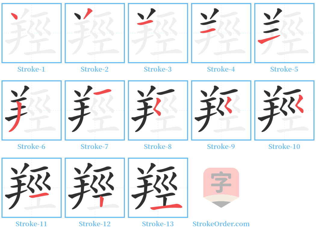 羥 Stroke Order Diagrams