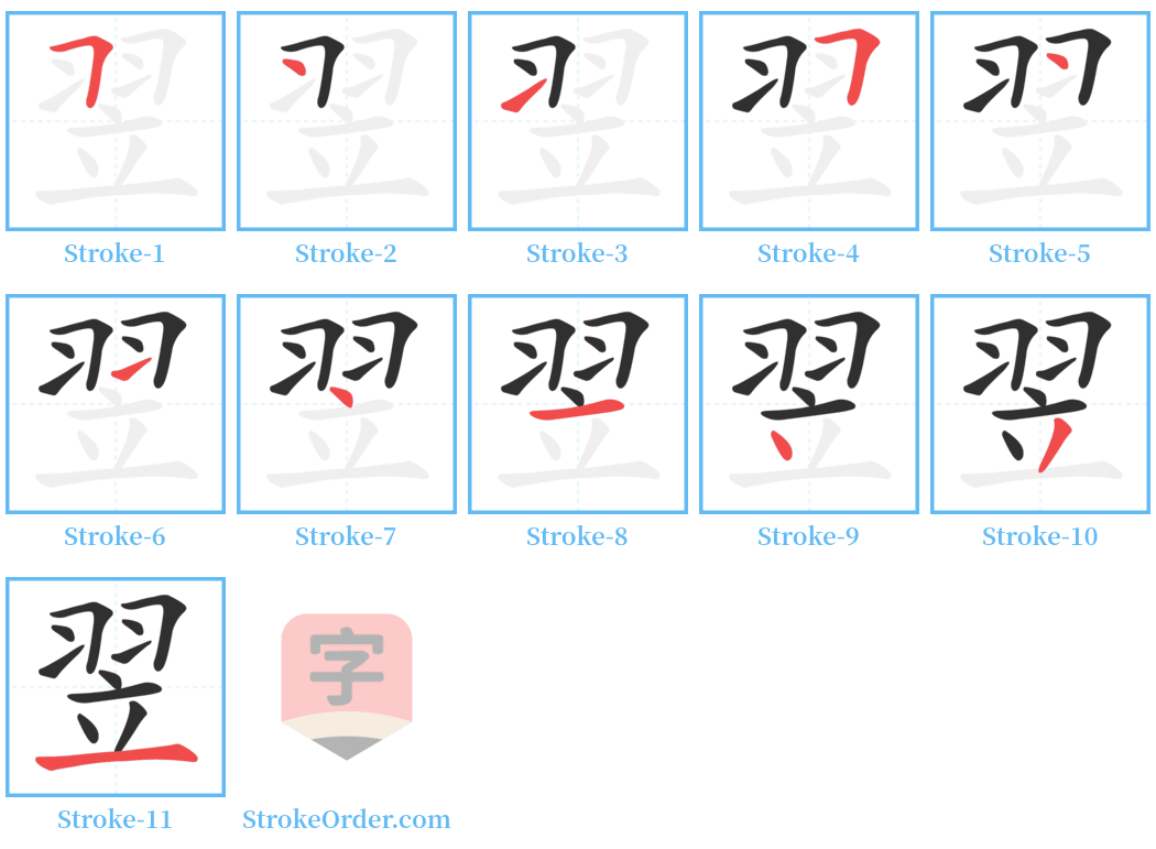 翌 Stroke Order Diagrams